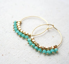 Load image into Gallery viewer, Amazonite Hoop Earrings by Laura Stark
