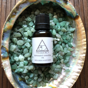 Peppermint Essential Oil with Green Aventurine Crystals