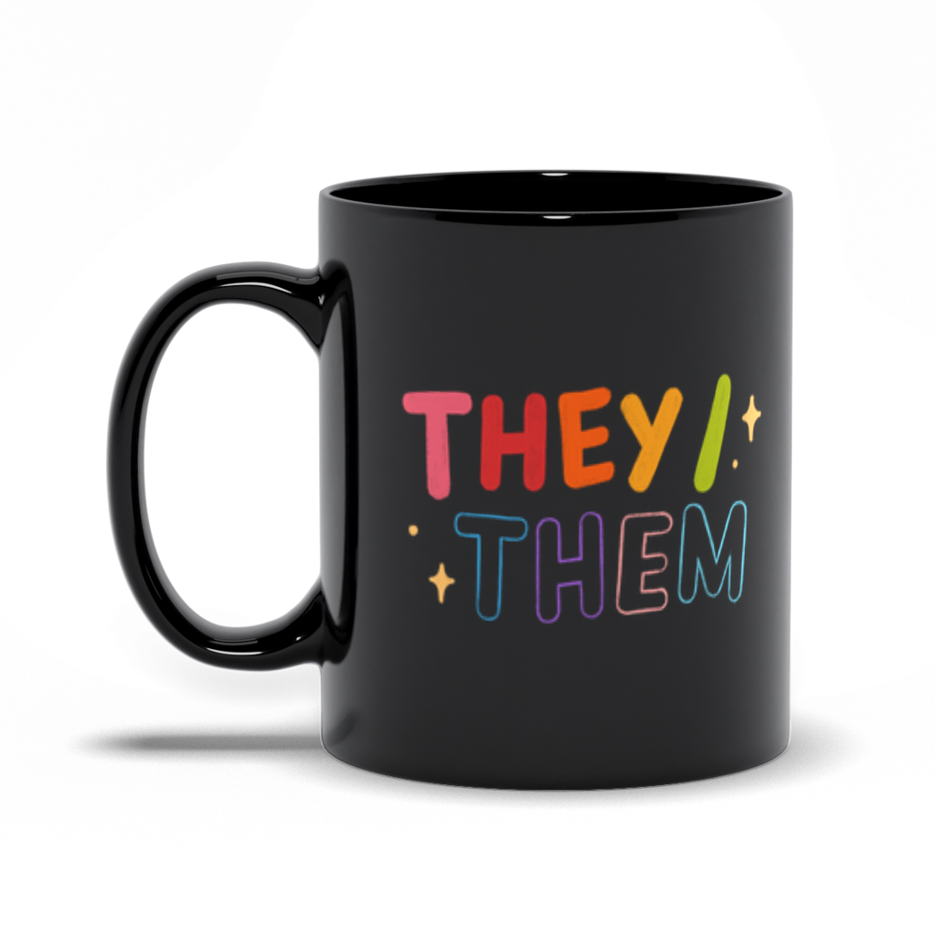 They/Them Black Mugs
